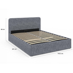 Lit coffre double NORFOLK avec tête de lit et sommier 140 x 190 cm tissu gris anthracite