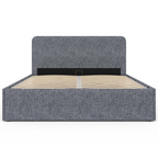 Lit coffre double NORFOLK avec tête de lit et sommier 140 x 190 cm tissu gris anthracite