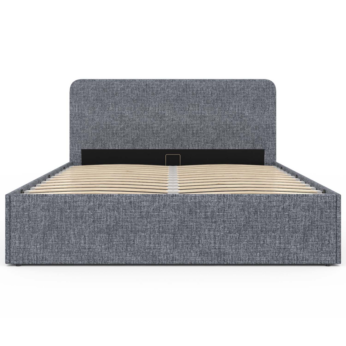 Lit coffre double NORFOLK avec tête de lit et sommier 140 x 190 cm tissu gris anthracite