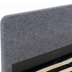 Lit coffre double NORFOLK avec tête de lit et sommier 140 x 190 cm tissu gris anthracite