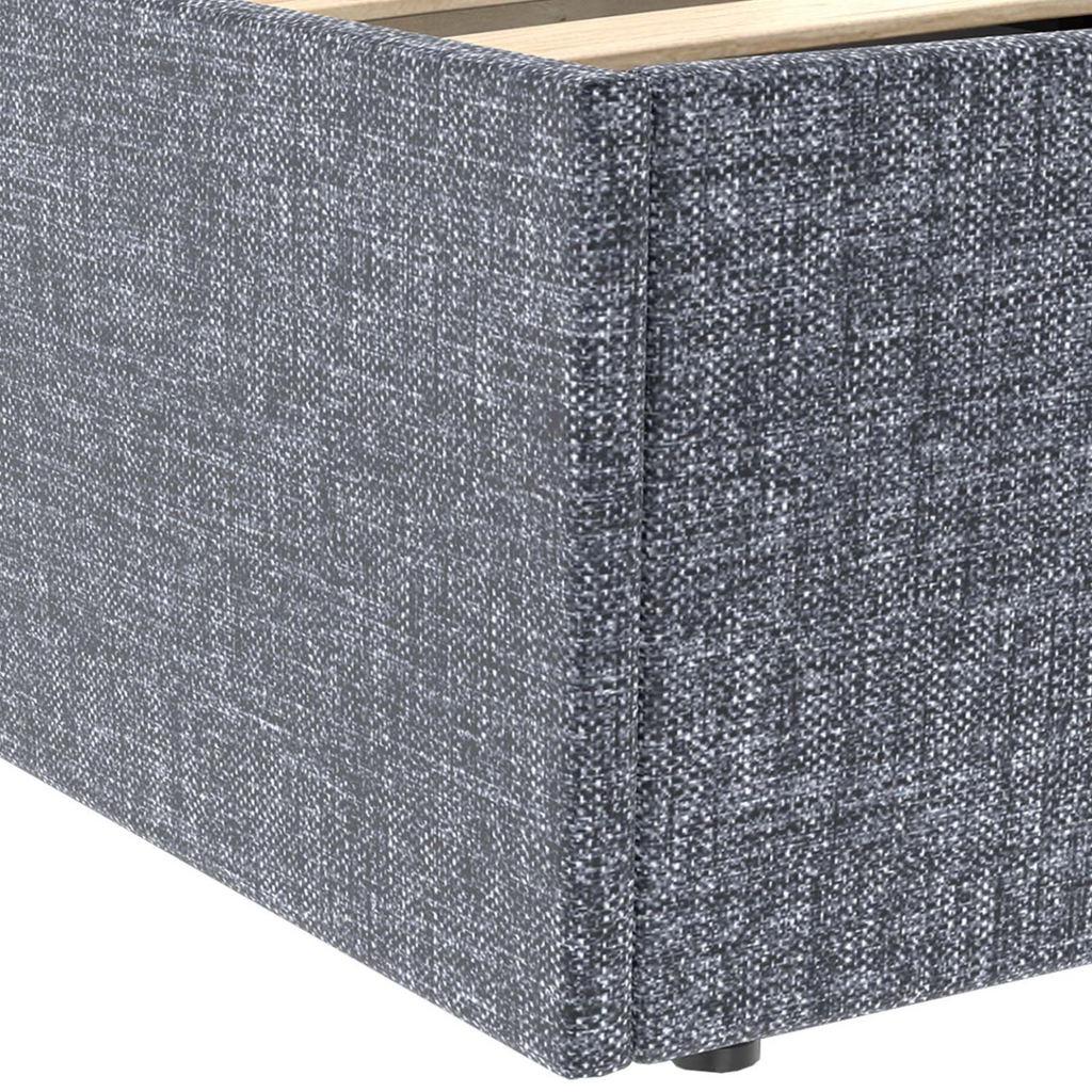 Lit coffre double NORFOLK avec tête de lit et sommier 140 x 190 cm tissu gris anthracite