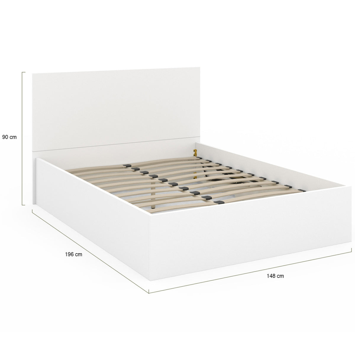 Lit coffre double SEASIDE avec tête de lit et sommier 140 x 190 cm blanc