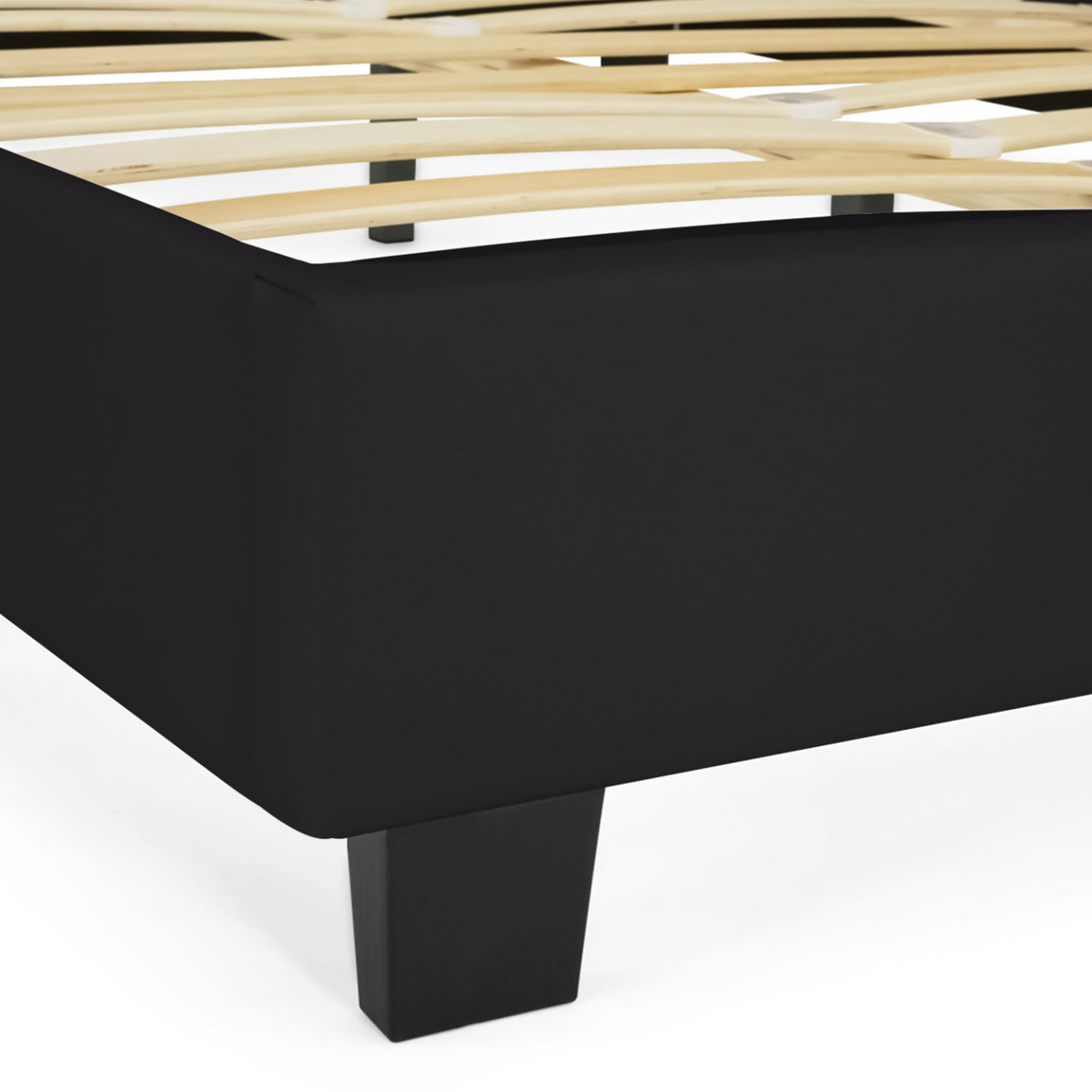 Lit double CHARLOTTE avec tête de lit et sommier 140 x 190 cm PVC noir