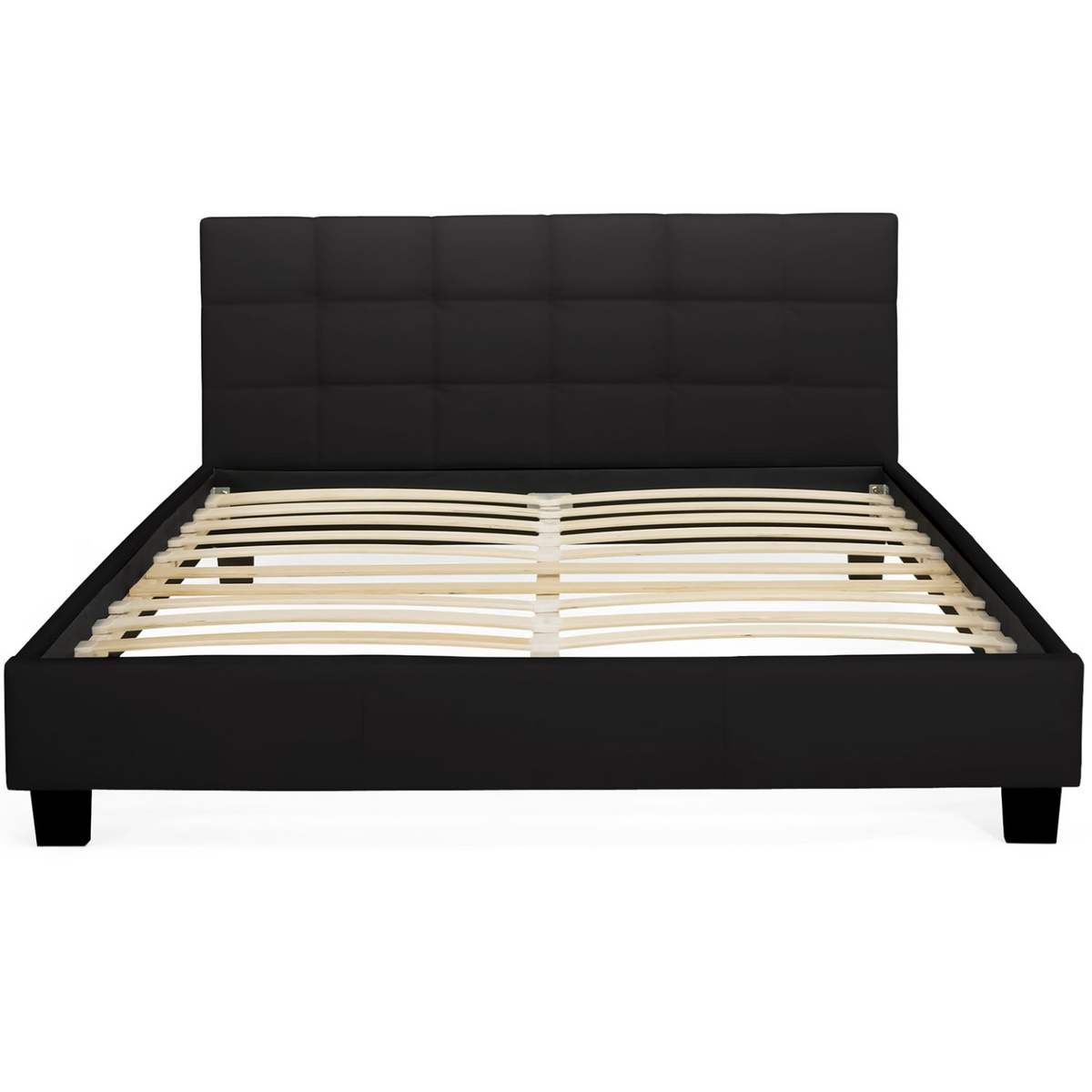 Lit double CHARLOTTE avec tête de lit et sommier 140 x 190 cm PVC noir