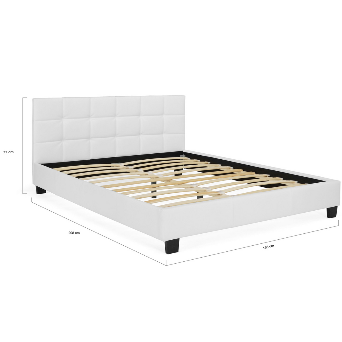 Lit double CHARLOTTE avec tête de lit et sommier 160 x 200 cm PVC blanc
