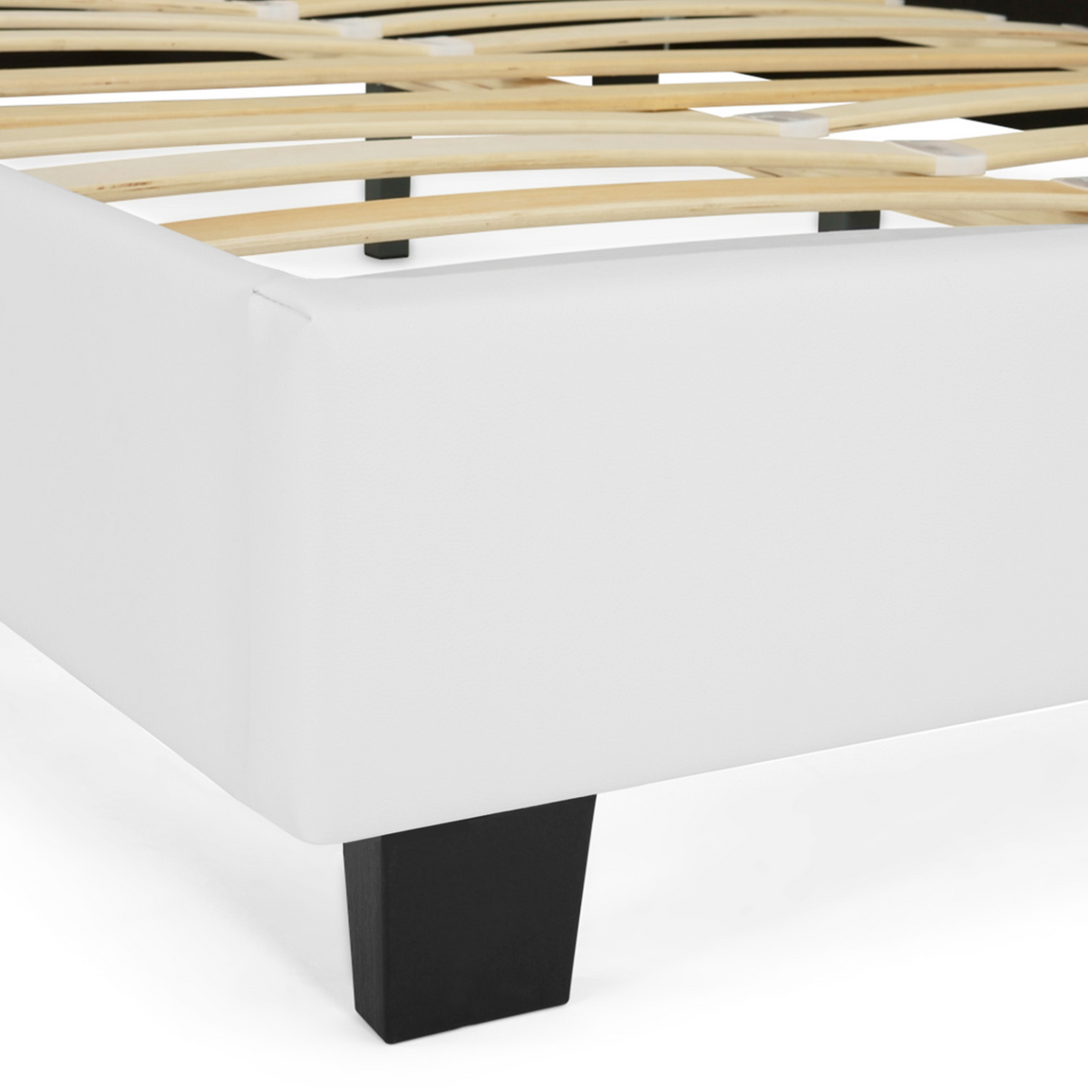Lit double CHARLOTTE avec tête de lit et sommier 160 x 200 cm PVC blanc