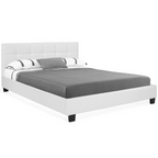 Lit double CHARLOTTE avec tête de lit et sommier 160 x 200 cm PVC blanc