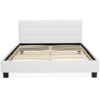 Lit double CHARLOTTE avec tête de lit et sommier 160 x 200 cm PVC blanc