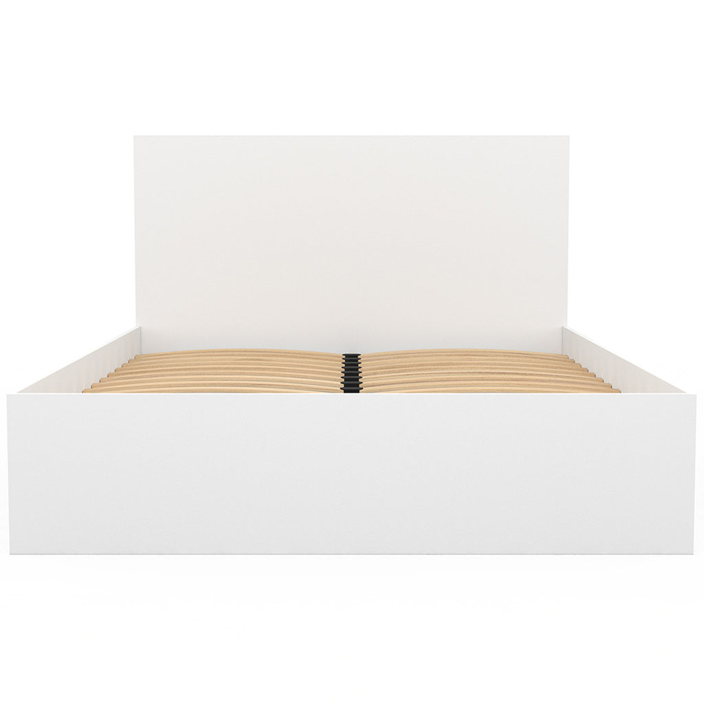 Lit double OMAHA avec tête de lit et sommier 140 x 190 cm blanc