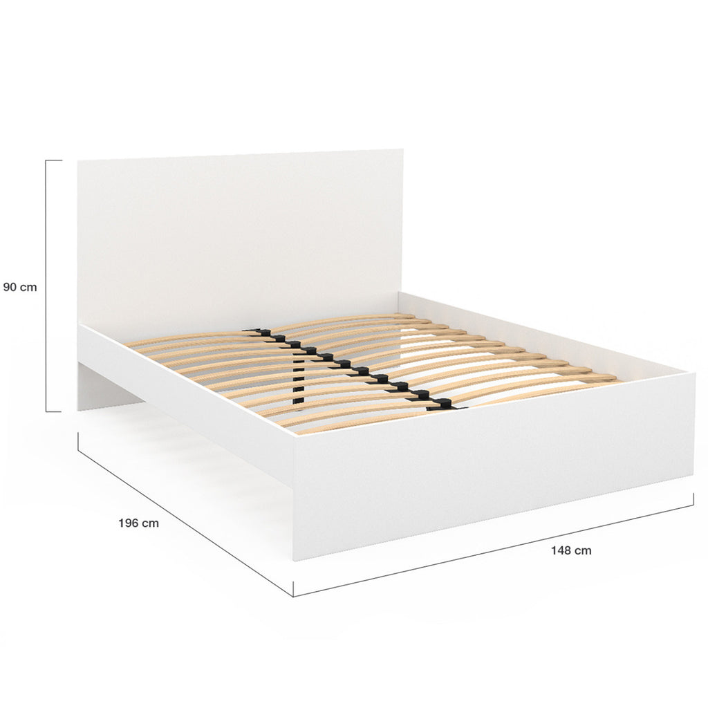 Lit double OMAHA avec tête de lit et sommier 140 x 190 cm blanc