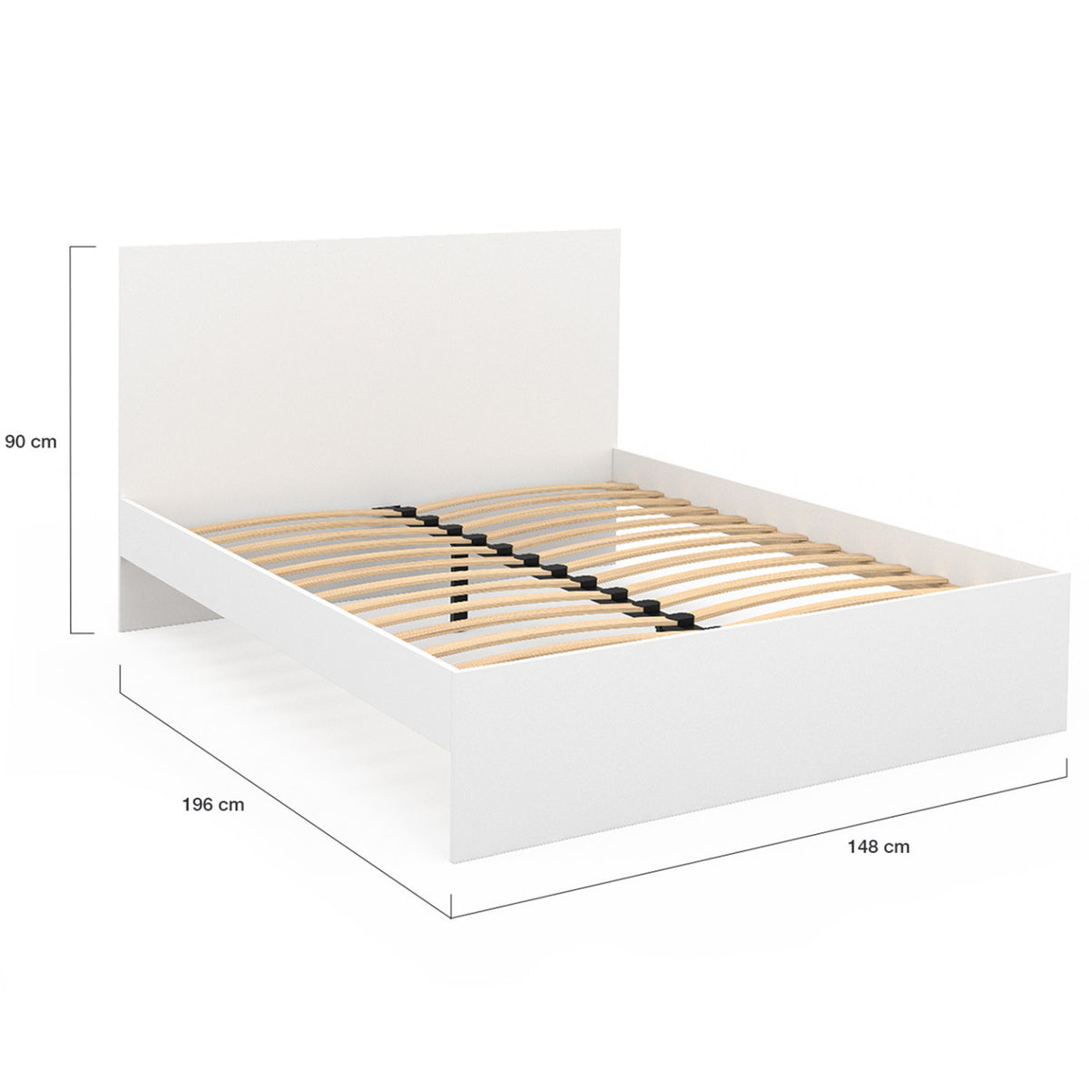 Lit double OMAHA avec tête de lit et sommier 140 x 190 cm blanc