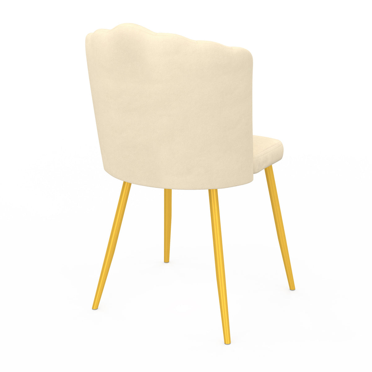Lot de 2 chaises coquillage ADELLA beige en velours pieds dorés
