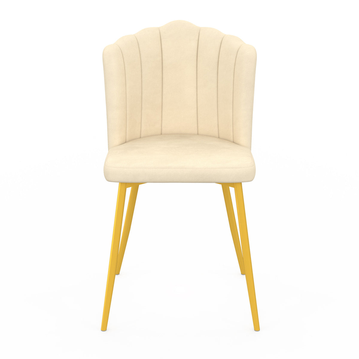 Lot de 2 chaises coquillage ADELLA beige en velours pieds dorés