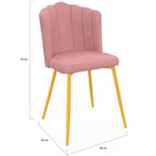 Lot de 2 chaises coquillage ADELLA rose en velours pieds dorés