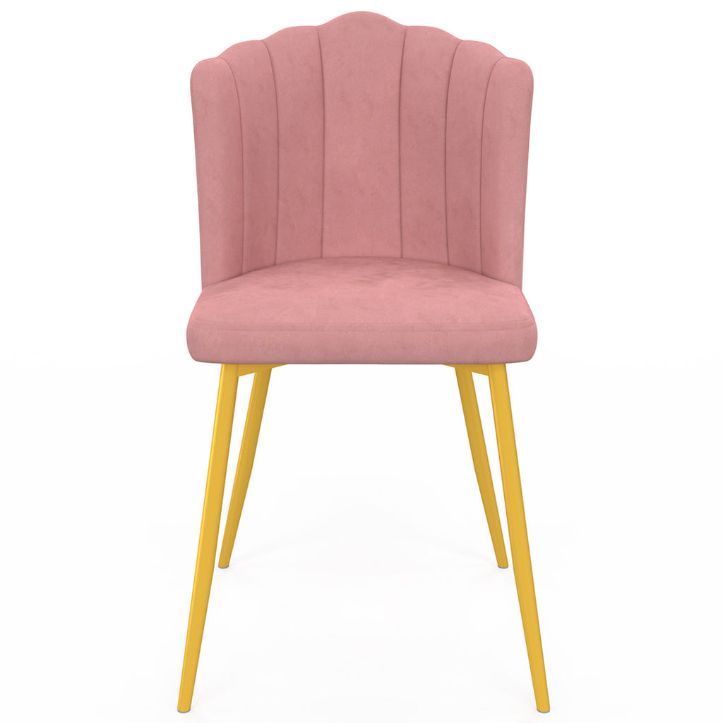 Lot de 2 chaises coquillage ADELLA rose en velours pieds dorés