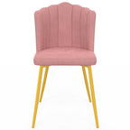 Lot de 2 chaises coquillage ADELLA rose en velours pieds dorés