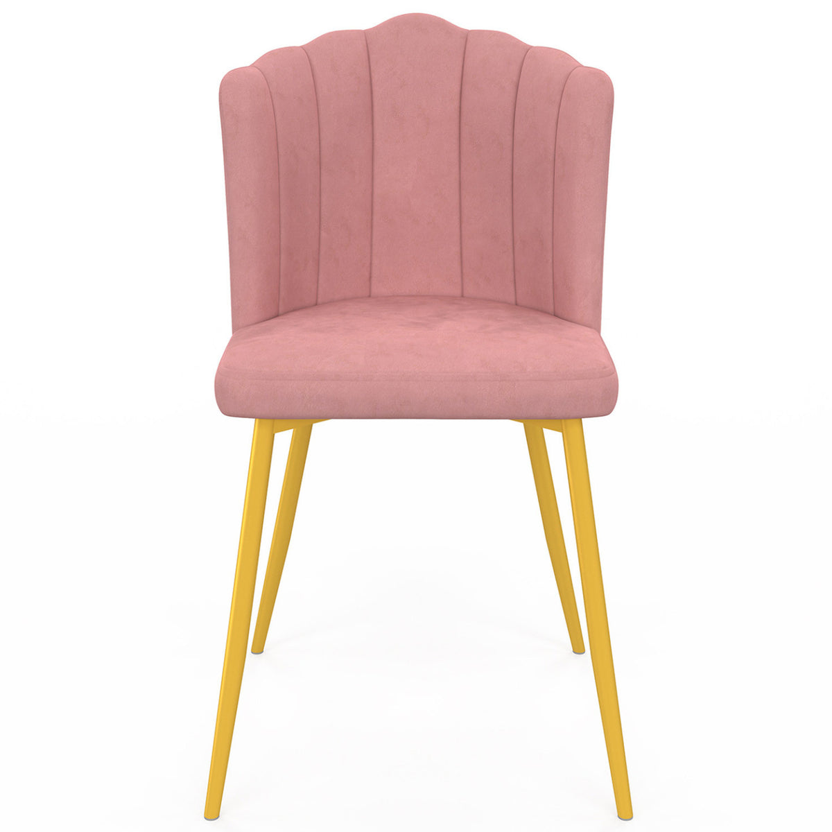 Lot de 2 chaises coquillage ADELLA rose en velours pieds dorés