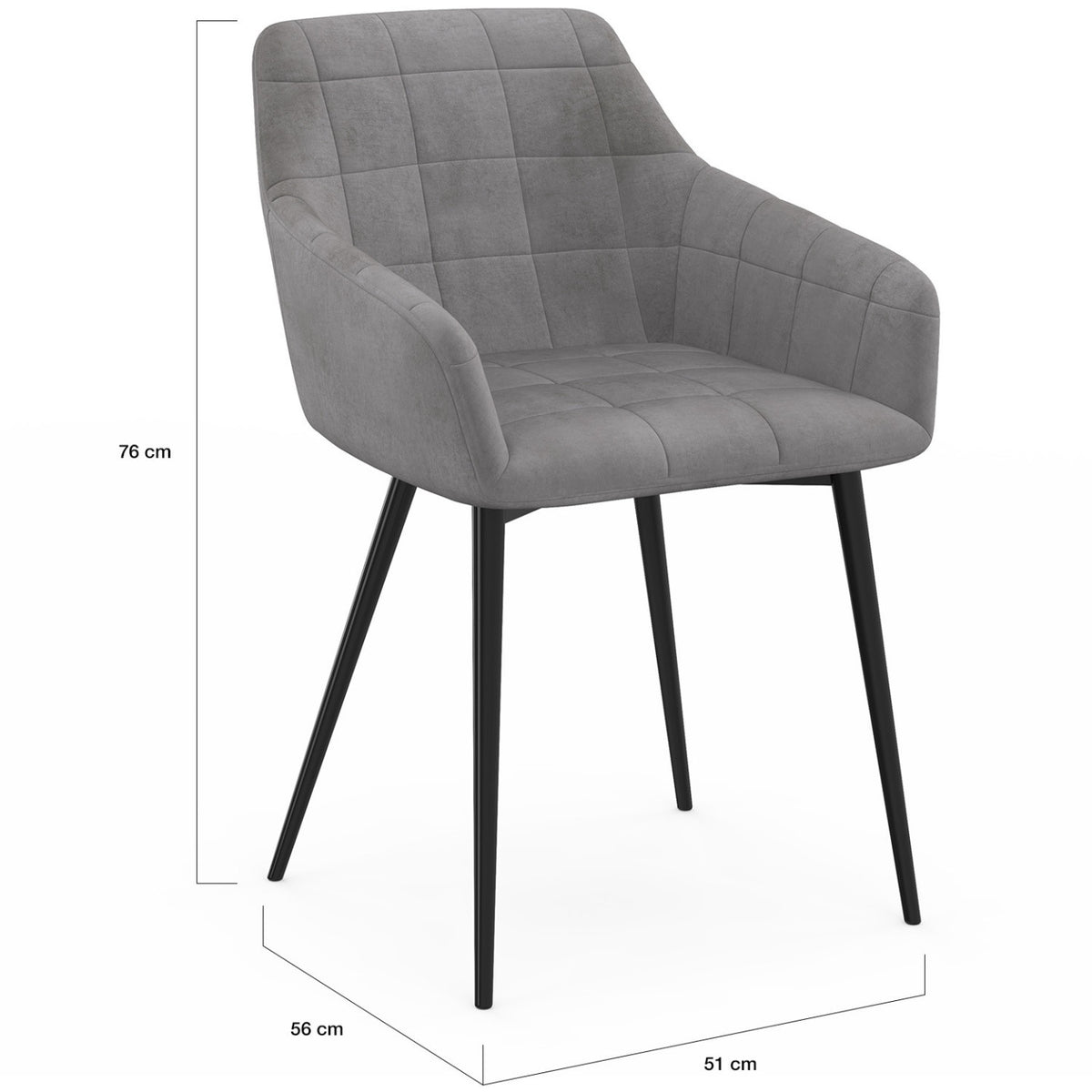 Lot de 2 chaises de salle à manger, fauteuils de table MADY en velours gris clair