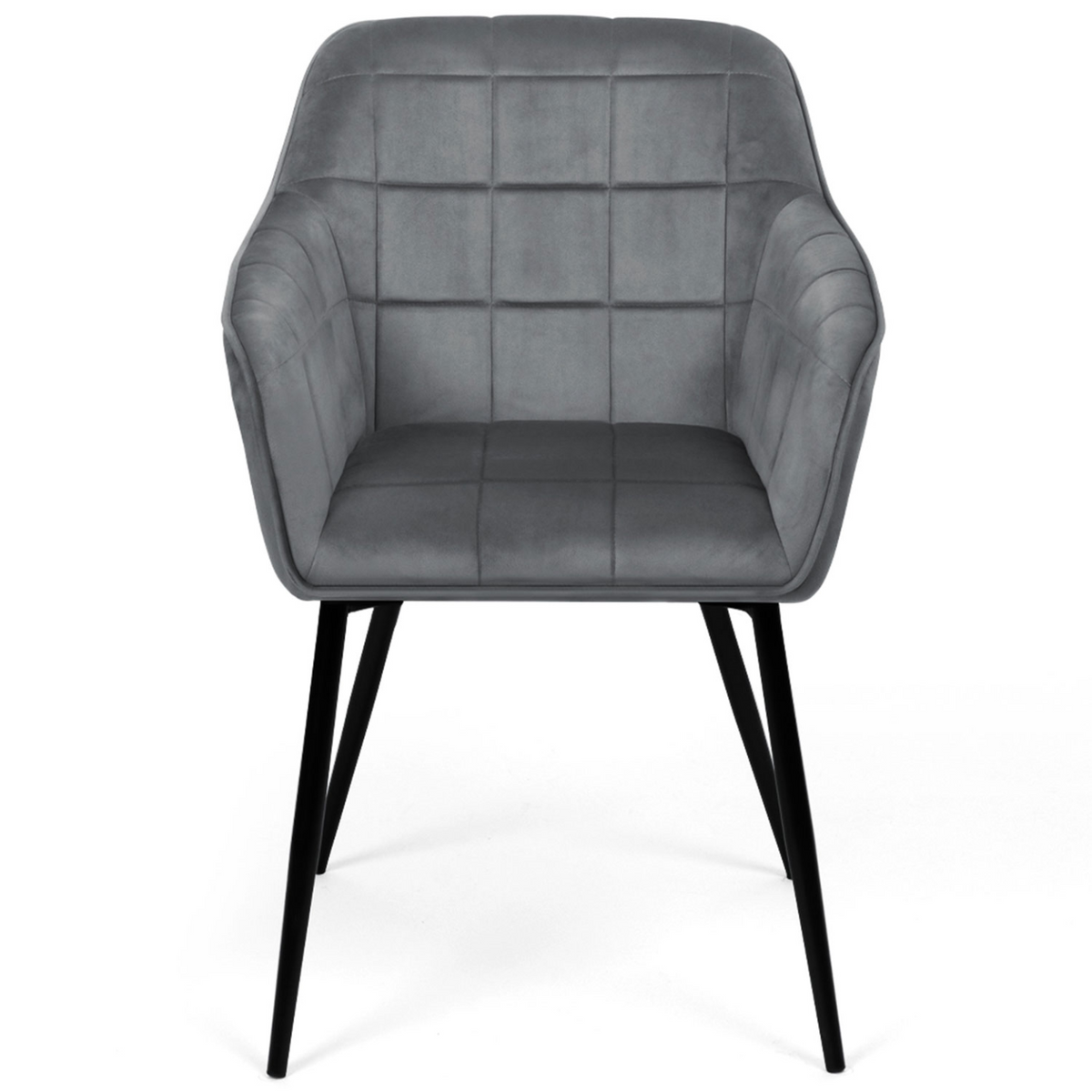 Lot de 2 chaises de salle à manger, fauteuils de table MADY en velours gris clair