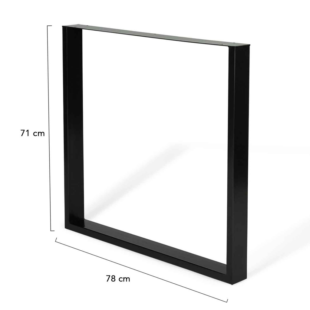 Lot de 2 pieds de table carrés 78x71 cm noir design industriel