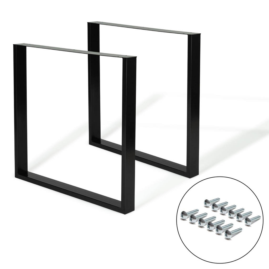 Lot de 2 pieds de table carrés 78x71 cm noir design industriel