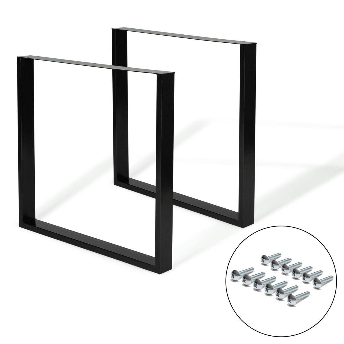 Lot de 2 pieds de table carrés 78x71 cm noir design industriel