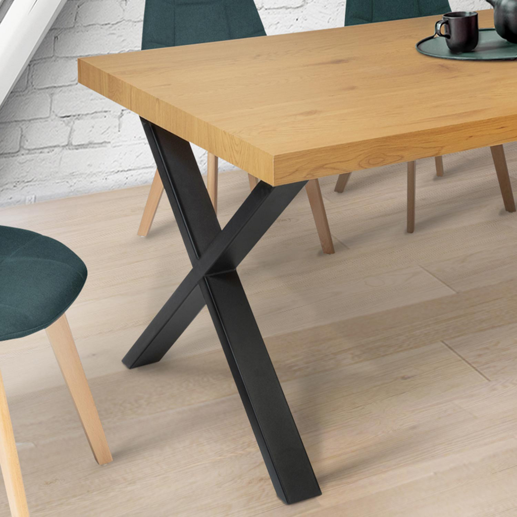 Lot de 2 pieds de table forme X 72x73 cm noir design industriel