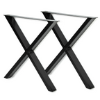 Lot de 2 pieds de table forme X 72x73 cm noir design industriel