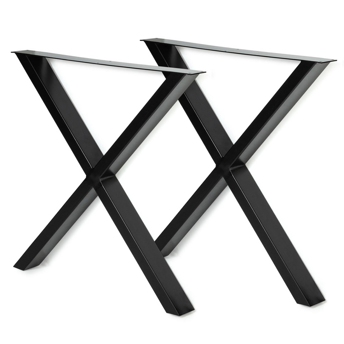 Lot de 2 pieds de table forme X 72x73 cm noir design industriel