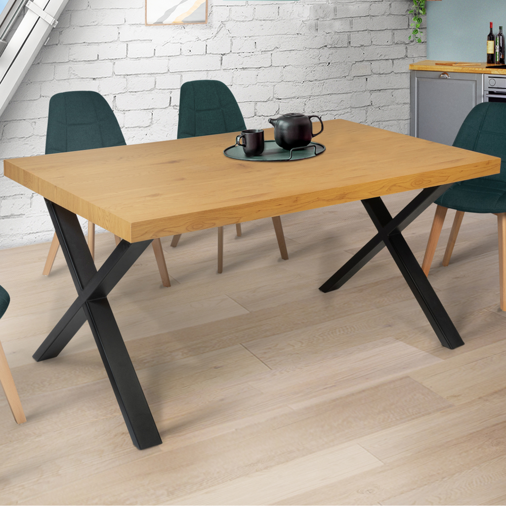 Lot de 2 pieds de table forme X 72x73 cm noir design industriel