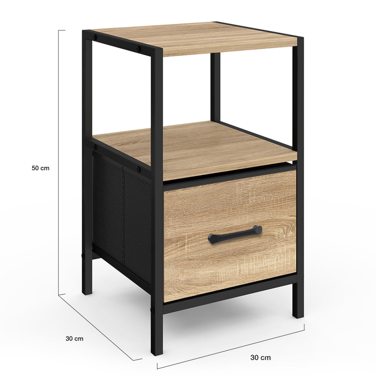Lot de 2 tables de chevet UTAH 1 tiroir et 1 niche