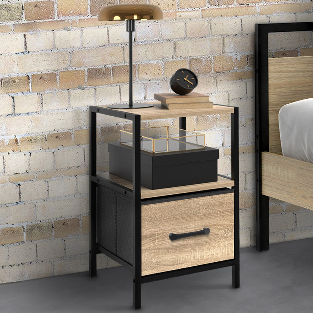 Lot de 2 tables de chevet UTAH 1 tiroir et 1 niche
