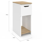 Lot de 2 tables de chevet étroites ANOUK 1 tiroir avec niche blanc et bois
