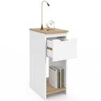 Lot de 2 tables de chevet étroites ANOUK 1 tiroir avec niche blanc et bois