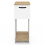 Lot de 2 tables de chevet étroites ANOUK 1 tiroir avec niche blanc et bois