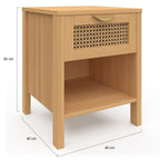 Lot de 2 tables de chevet EDHEN 1 tiroir avec niche cannage et bois