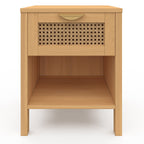Lot de 2 tables de chevet EDHEN 1 tiroir avec niche cannage et bois