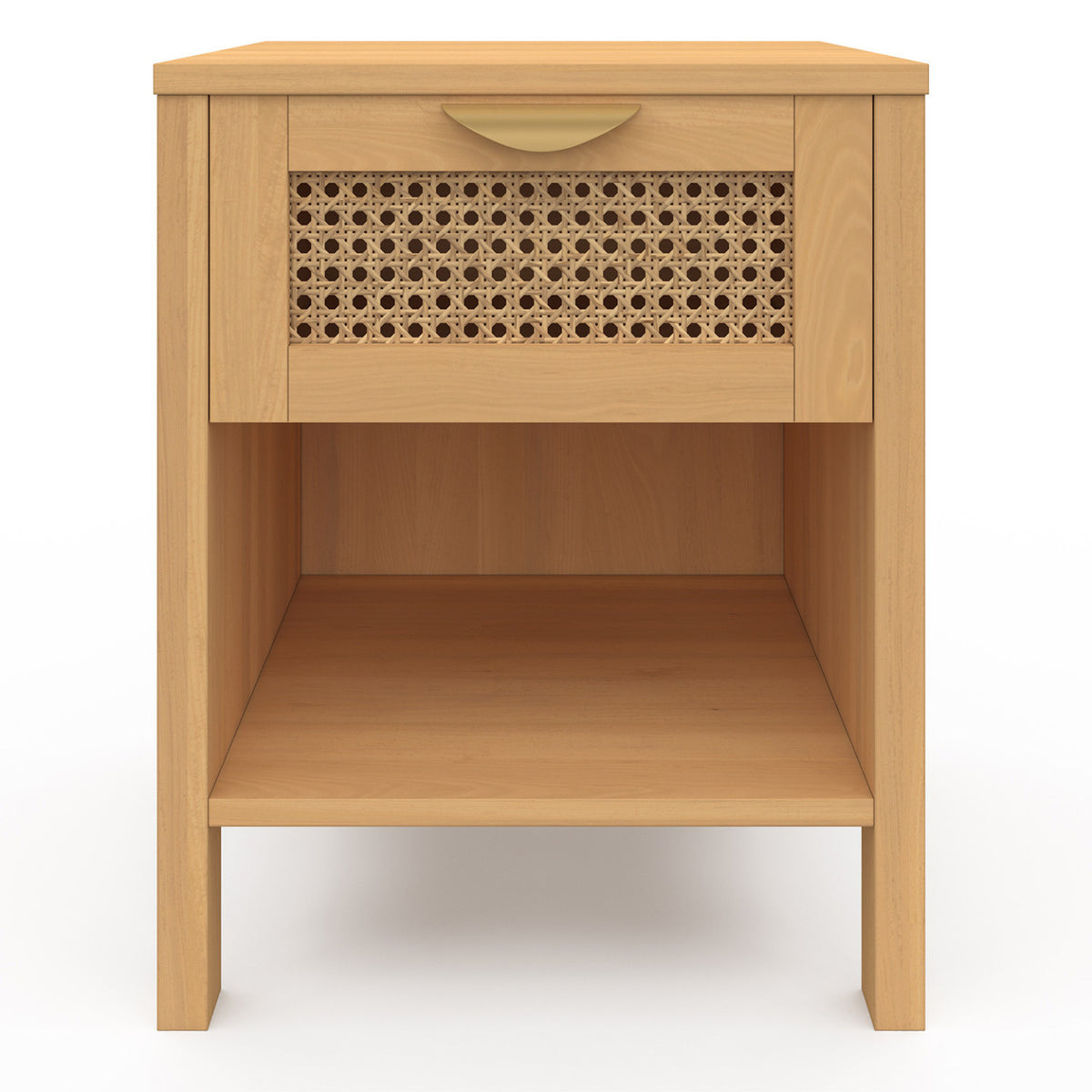 Lot de 2 tables de chevet EDHEN 1 tiroir avec niche cannage et bois