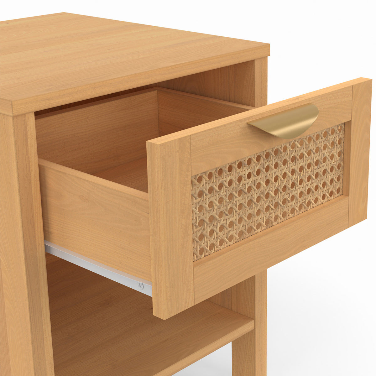 Lot de 2 tables de chevet EDHEN 1 tiroir avec niche cannage et bois