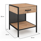 Lot de 2 tables de chevet PRESTON 1 tiroir avec tablette acier perforé design industriel