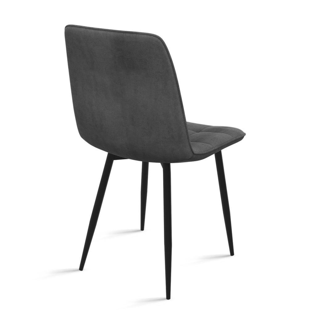 Lot de 4 chaises MILA en velours gris foncé pour salle à manger