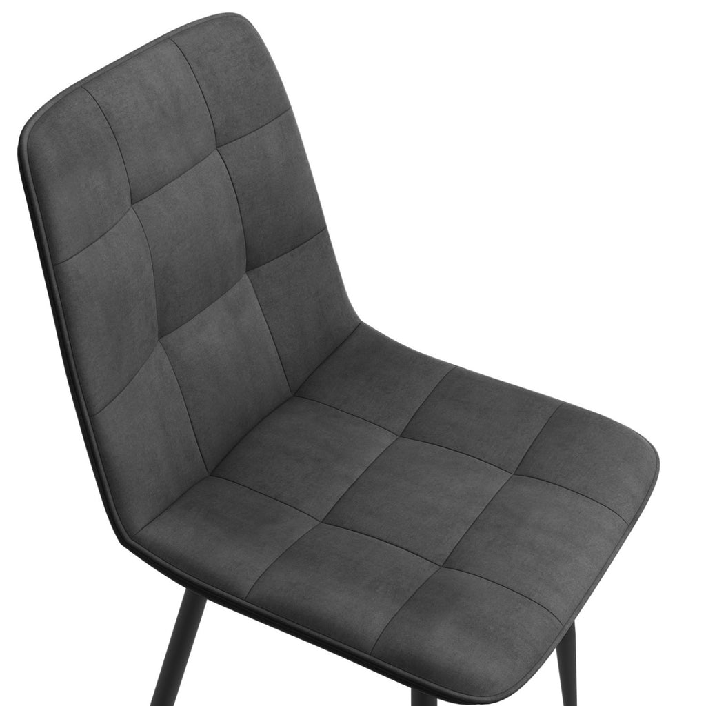 Lot de 4 chaises MILA en velours gris foncé pour salle à manger