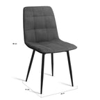 Lot de 4 chaises MILA en velours gris foncé pour salle à manger