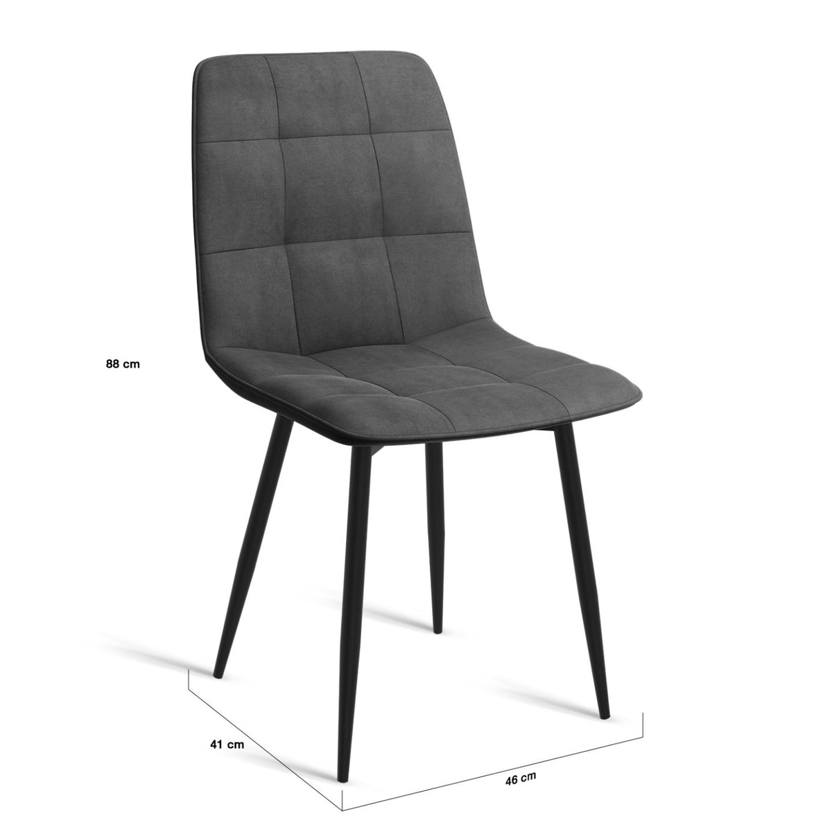 Lot de 4 chaises MILA en velours gris foncé pour salle à manger