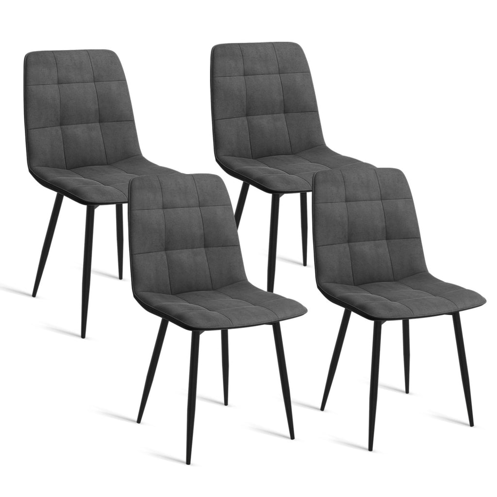 Lot de 4 chaises MILA en velours gris foncé pour salle à manger