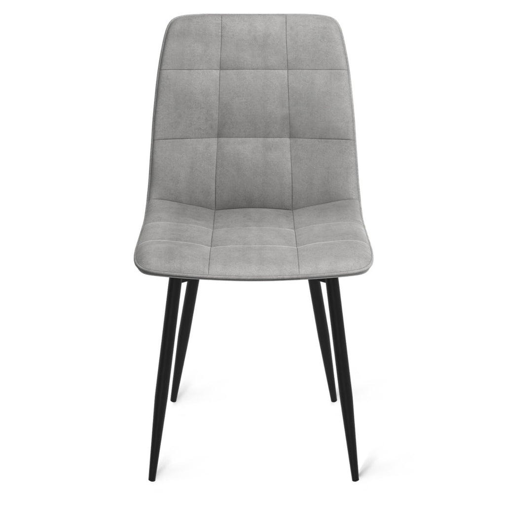 Lot de 4 chaises MILA en velours mix color bleu, gris clair, gris foncé, jaune