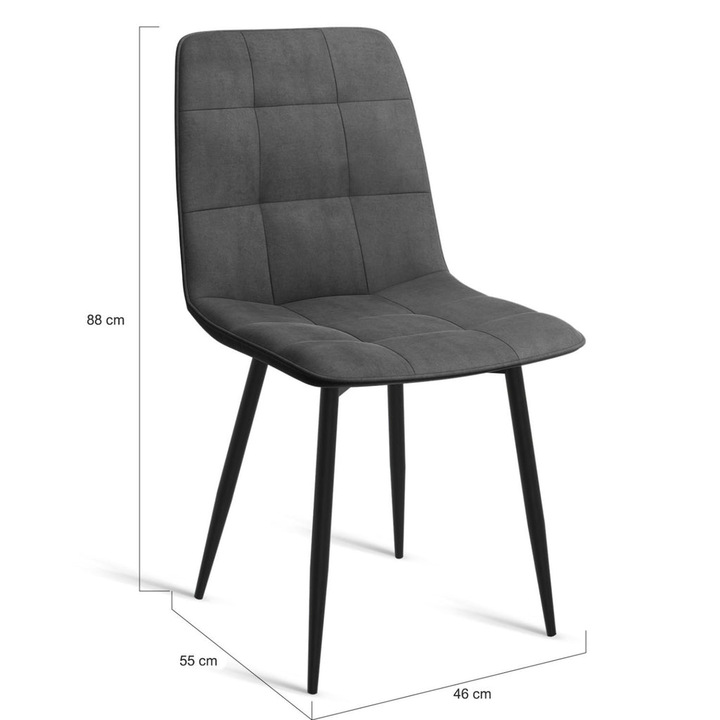Lot de 4 chaises MILA en velours mix color bleu, gris clair, gris foncé, jaune