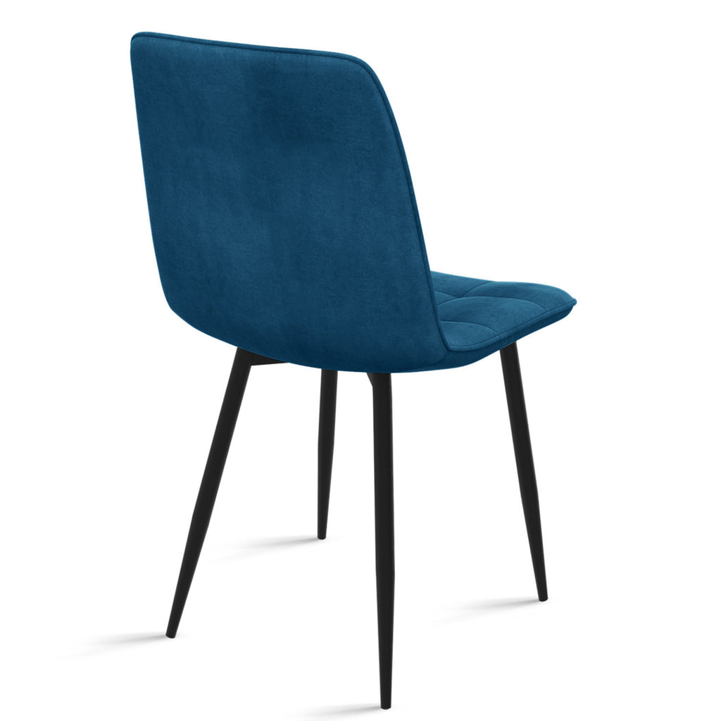 Lot de 4 chaises MILA en velours mix color bleu, gris clair, gris foncé, jaune