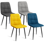 Lot de 4 chaises MILA en velours mix color bleu, gris clair, gris foncé, jaune