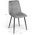 Lot de 4 chaises MILA en velours mix color pastel bleu, gris clair, gris foncé, rose